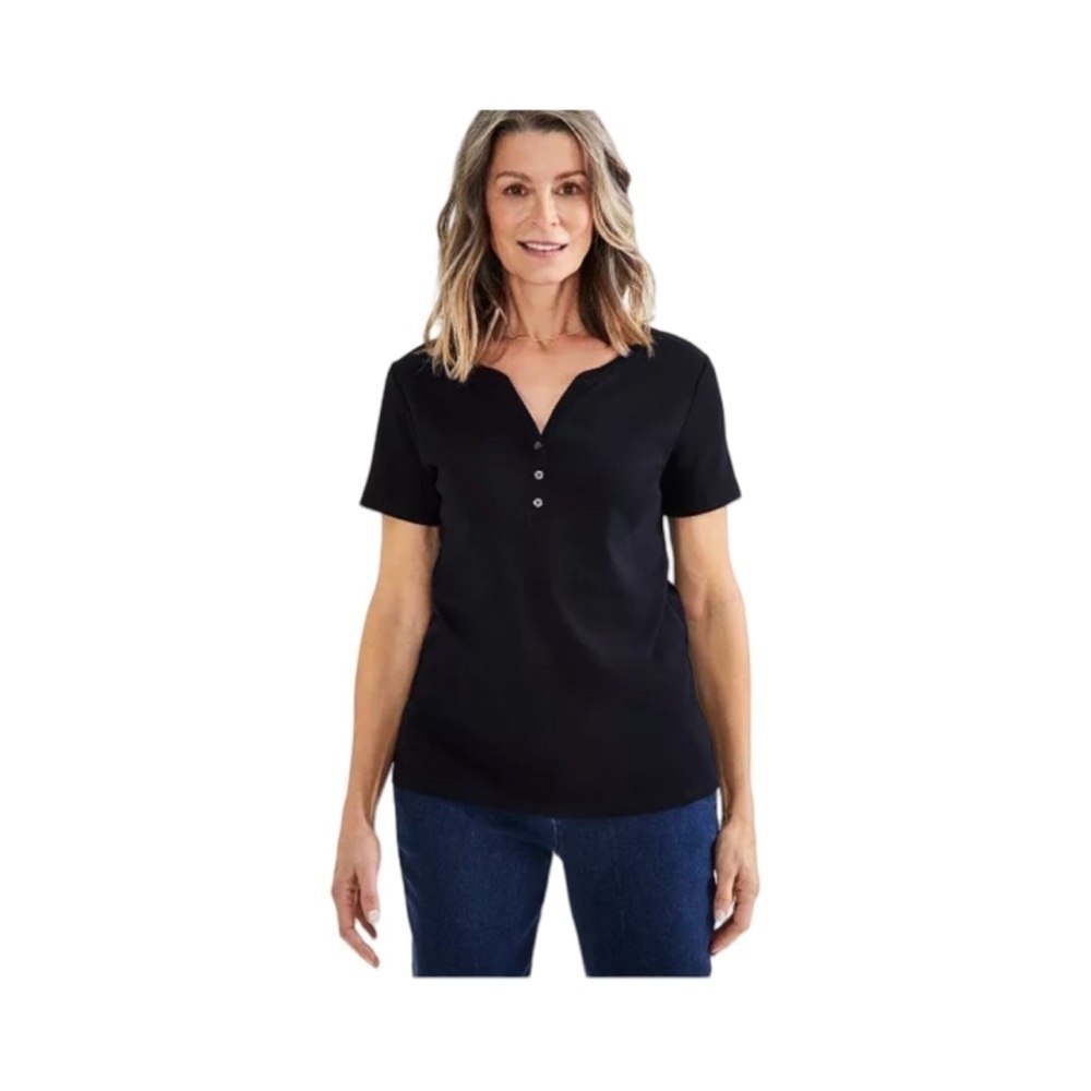 Style & Co Short Sleeve Black Henley Top NWT Size 2X